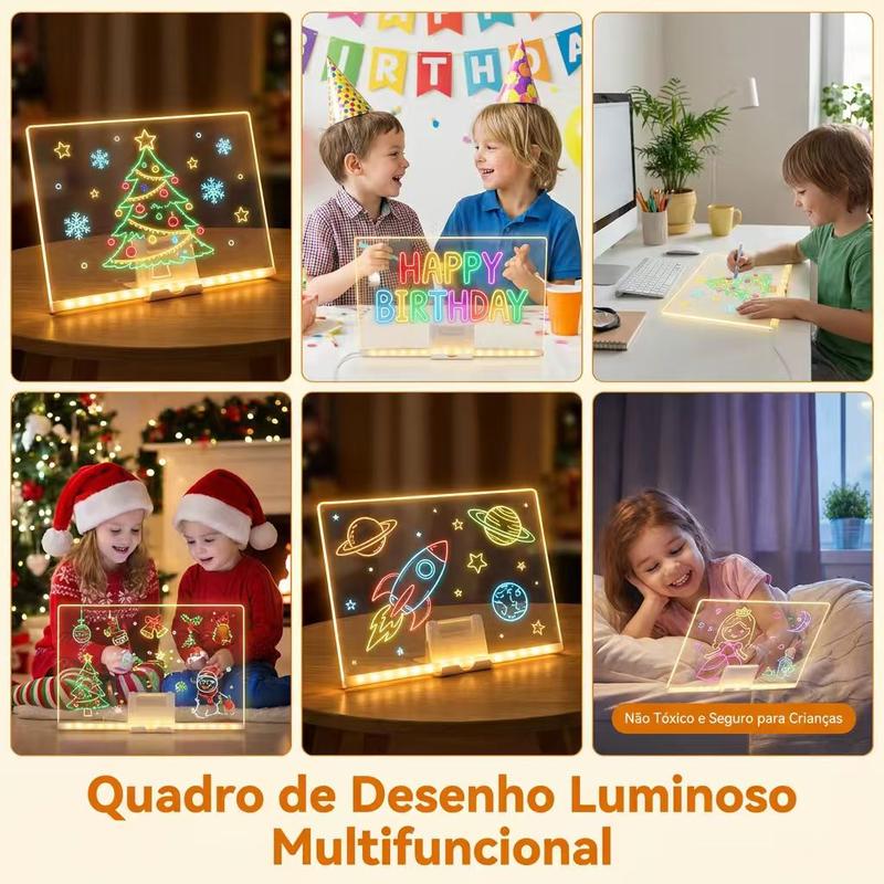 Lousa luminosa usada em aniversário, Natal, estudos e quarto