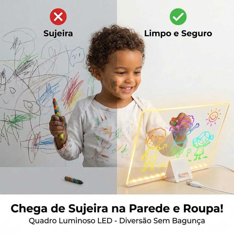 Criança desenhando na lousa luminosa LUMIKIDS